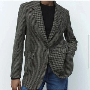 Zara wool plaid blazer  relax fit
